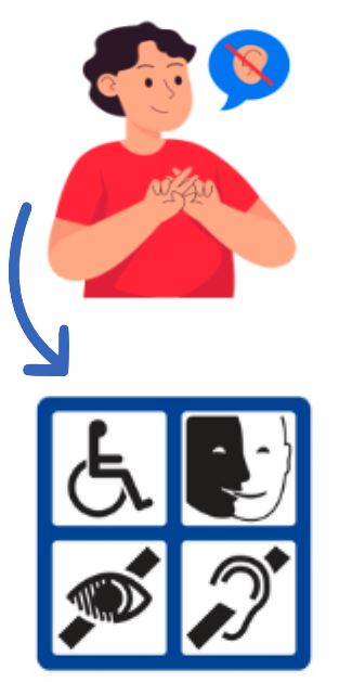 illustration d'accompagnement de personnes tout type de handicap confondu.